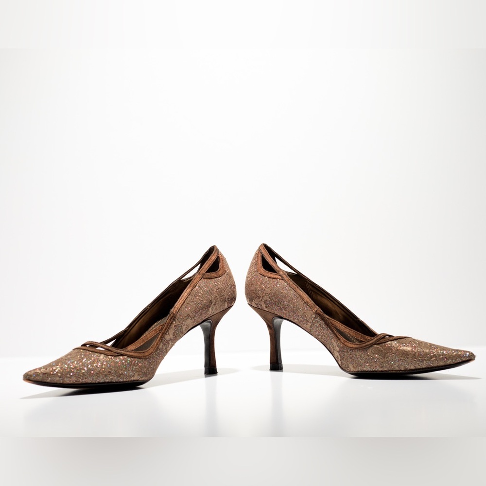 A. Marinelli Sparkling Gold Heels